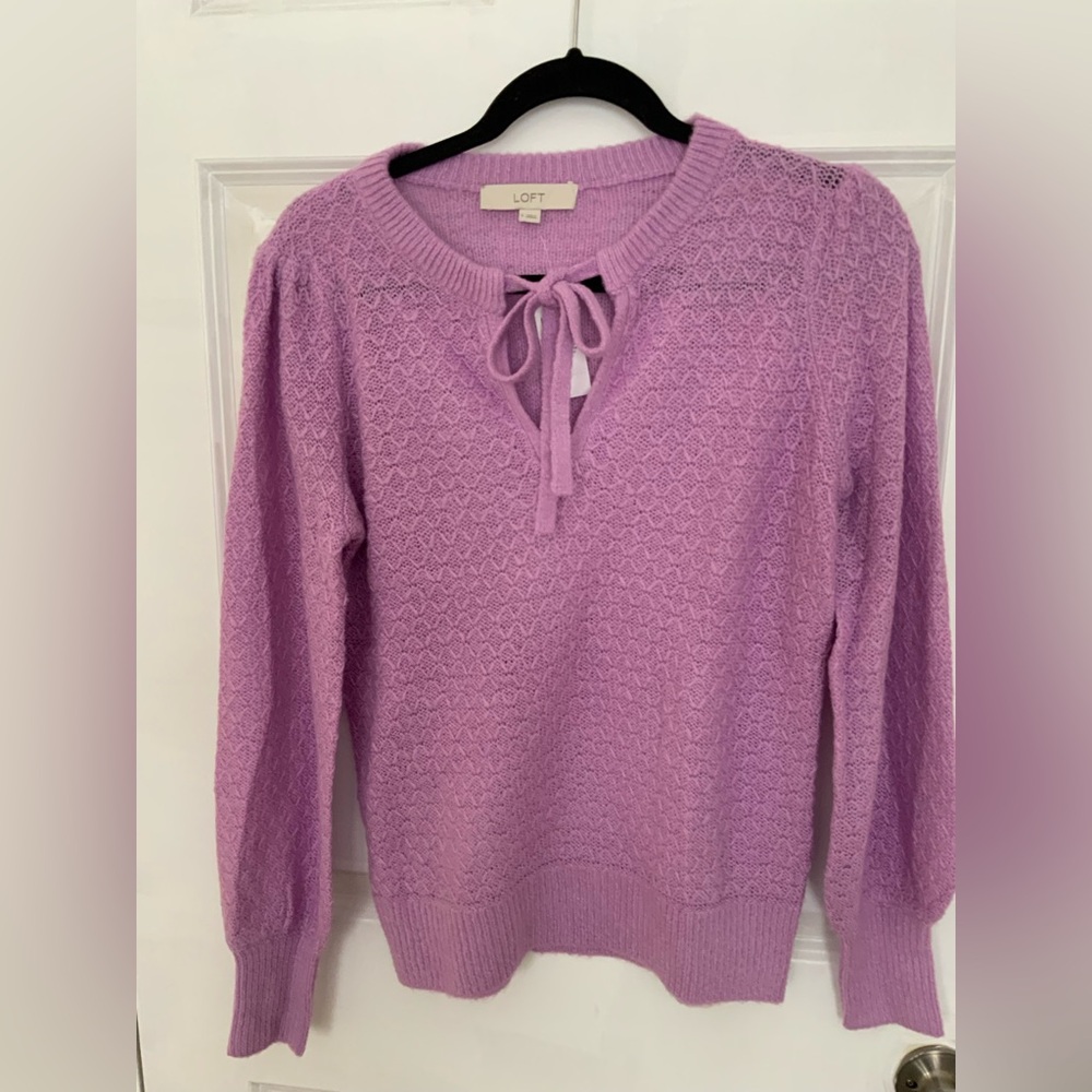 LOFT Lavender Knit Sweater - Picture 2 of 16